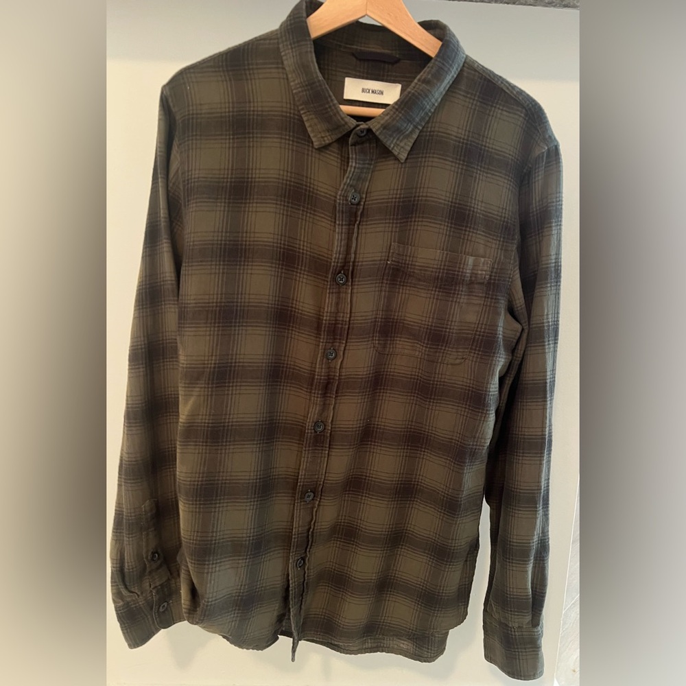 Buck Mason Olive Plaid Casual Shirt